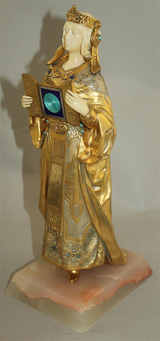 Rene Paul Marquet (French, 1875-1939). A gilt bronze and carved ivory and enamel figure, Princess Una, 14.5in.